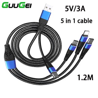 Guugei 5 In 1 สายชาร์จ USB Type C เป็น Micro USB Type C IOS สําหรับ Android IOS