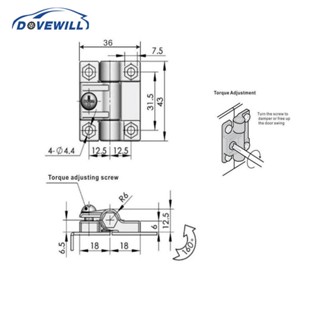 [Dovewill] อะไหล่บานพับ E6-10-301-20 ปรับได้ 4 รู สีดํา