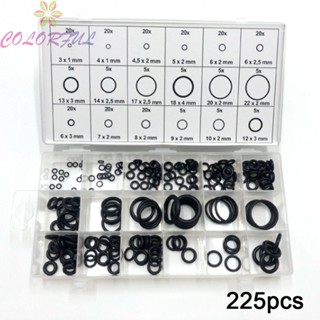 【COLORFUL】Rubber O-Ring Kit 225pcs Car Accessory Flat Gasket Gasoline Resistance