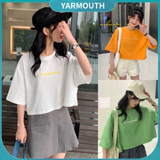 Yyr-- เสื้อยืดลําลอง คอกลม แขนห้าส่วน พิมพ์ลายตัวอักษร ทรงหลวม แฟชั่นฤดูร้อน สําหรับสตรี