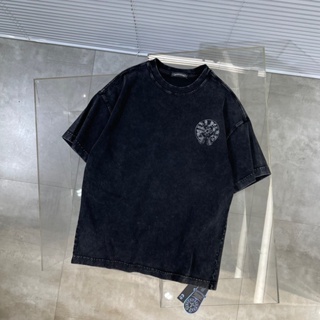 QHKW Chrome Hearts heavy industry washing new T-shirt for men and women with short sleeves 23 summer New