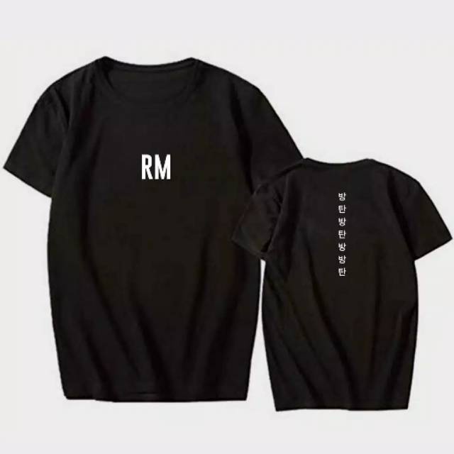 สีขาว1  คอตต้อนคอกลมเสื้อยืด. Kpop BTS BT21 "RM" ทักทาย หลากหลายสีS-5XL