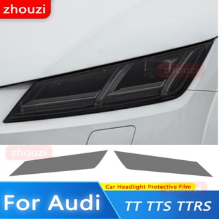 สติกเกอร์ฟิล์ม TPU ใส ป้องกันไฟหน้ารถยนต์ สีดํา สําหรับ Audi TT TTS TTRS MK3 8S 2015 2 ชิ้น