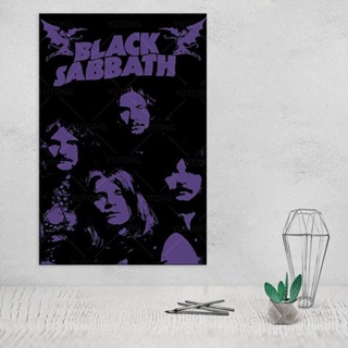 โปสเตอร์ภาพวาดผ้าใบ ลายตัวอักษร Sabbath สีดํา สําหรับตกแต่งผนังห้องนอน ห้องนั่งเล่น