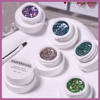 Vendeeni Set ยาทาเล็บ Uv Gel Meteorite Fragments 9-color Set ยาทาเล็บเจล Ice Penetrating Diamond Sequins Nail Shop COD