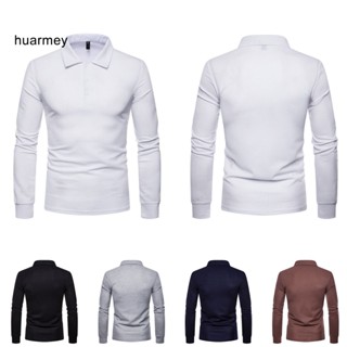 Huarmey เสื้อเชิ้ตแขนยาว คอปก เข้ารูป เรียบง่าย สีพื้น สไตล์สตรีท สําหรับผู้ชาย