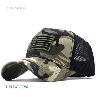 Heliwoersi หมวกเบสบอล กันแดด ลายธง Camo แฟชั่นฤดูร้อน สําหรับผู้ชาย