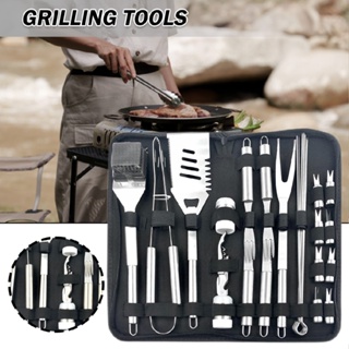 New 29pcs Stainless Steel BBQ Grill Tools Utensil Cooking Cutlery Kit with Case