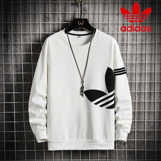 Adidas เสื้อกันหนาว คอกลม พิมพ์ลายโลโก้ Athleisure สําหรับผู้ชาย ของแท้ 100%