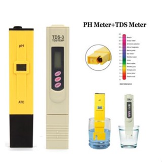 เครื่องทดสอบค่า PH ไฟฟ้าดิจิทัล LCD 2 ชิ้น + เครื่องทดสอบคุณภาพน้ํา TDS-3 PPM