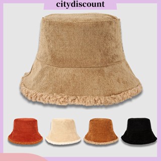 &lt;citydiscount&gt; หมวกบักเก็ต ผ้าฟลีซ แบบหนา สองด้าน ให้ความอบอุ่น ล้างทําความสะอาดได้ ไซซ์เดียว สําหรับผู้หญิง และผู้ใหญ่