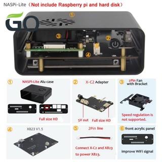 Naspi Lite Kit + X823 บอร์ดขยาย + X-C2 อะแดปเตอร์บอร์ด + เคส สําหรับ Raspberry Pie SATA HDD / SSD ฮาร์ดดิสก์ NAS เซิร์ฟเวอร์จัดเก็บข้อมูล