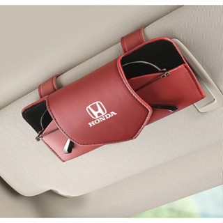 HONDA LOGO car sun visor hollow design glasses clip N-WGN SHUTTLE N-BOX BRIO AMAZE Fit City Civic type-r cr-v br-v ODYSSEY freed pilot n7x Accord interior modification sunglasses business card leather material multifunctional storage box