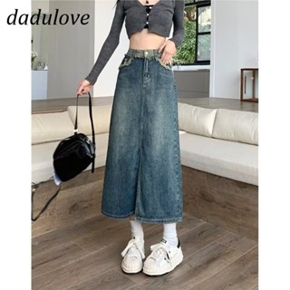 DaDulove💕 New American Ins High Street Retro Slit Denim Skirt Niche High Waist A- line Skirt Large Size Bag Hip Skirt