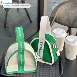 Starbucks Mini Triangle Bag New Colour Matching Niche กระเป๋าผ้าแคนวาสอเนกประสงค์มูลค่าสูง ICECUBES