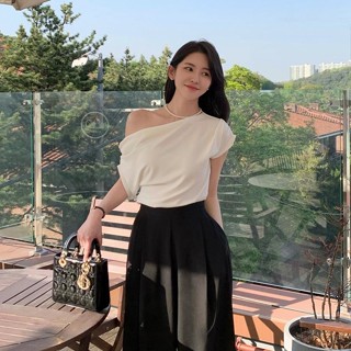 เสื้อชีฟอง เปิดไหล่ คอเสา 1612