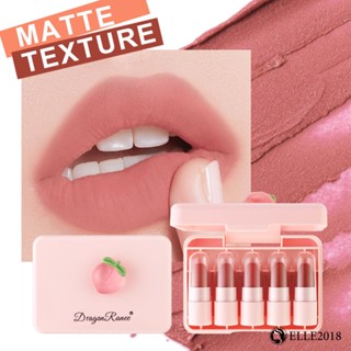 Dragon Ranee 5 PCS Lip Make Up Set Peach Lipstick Sample Set Box Waterproof And Not Easy To The Cup Moisturizing Student Party Example 【elle20181_th】