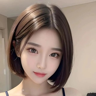 วิกผมสั้นตรง ลดอายุ สไตล์เกาหลี แฟชั่นสําหรับผู้หญิง