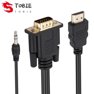 Tobie สายเคเบิล HDMI เป็น VGA พร้อมพาวเวอร์ซัพพลายแปลงวิดีโอ สะดวก พร้อมเสียง HDMI ตัวผู้ VGA ตัวผู้ สําหรับแล็ปท็อป HD DVD โปรเจคเตอร์