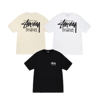 Stussy-เสื้อยืดคอกลม แขนสั้น พิมพ์ลาย สไตล์ปักกิ่ง คลาสสิก แฟชั่นล่าสุด Tyieu