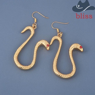 Bliss ต่างหูห้อยจี้งู เรขาคณิต สีทอง เครื่องประดับแฟชั่น สําหรับผู้หญิง