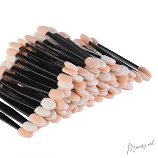 (แชโดว์ 100ชิ้น) แปรงอายแชโดว์ Pack Disposable Eyeshadow Brush Sponge Tipped Oval Makeup Tool Dual Sides Eyeshadow Br...