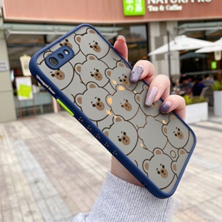 เคสมือถือ แบบแข็ง แบบใส ลายการ์ตูนหมีน่ารัก ขอบสี่เหลี่ยม กันกระแทก สําหรับ Realme C2 C2S OPPO A1K