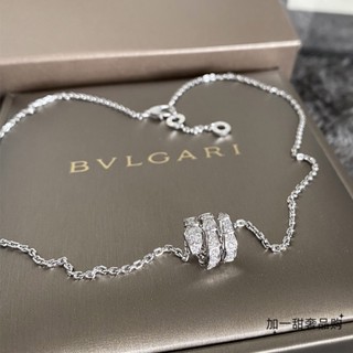 [พร้อมส่ง]Bvlgari  สร้อยคอ จี้รูปกระดูกงู ประดับเพชร สีขาว สีทอง สําหรับผู้หญิง