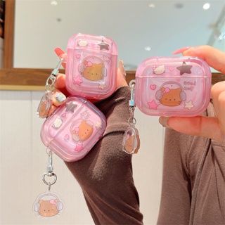 เคสหูฟังบลูทูธไร้สาย Tpu แบบนิ่ม ทรงสี่เหลี่ยม ลายแมว KT พร้อมจี้ สําหรับ Airpods Pro 1 2 3 Pro2