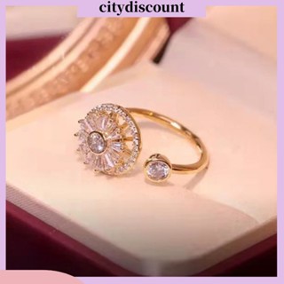 &lt;citydiscount&gt; แหวนเพทาย กันเหงื่อ ปรับได้ หรูหรา กันออกซิเดชั่น ไม่จางหาย เครื่องประดับ สําหรับผู้หญิง