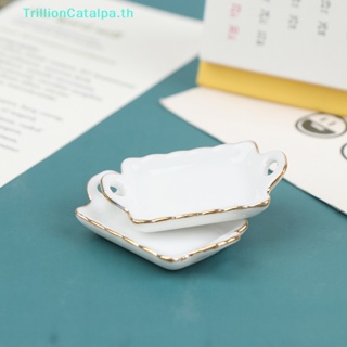 Trillioncatalpa ถาดอาหารเซรามิคจิ๋ว 1/12 อุปกรณ์เสริม สําหรับบ้านตุ๊กตา 1 ชิ้น