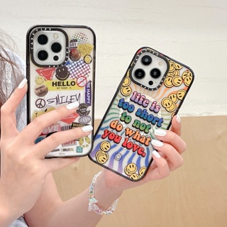 Casetify เคสป้องกันโทรศัพท์มือถืออะคริลิค แบบแข็ง ลายอิโมจิยิ้ม สําหรับ iPhone 14 13 12 11 Pro Max Plus