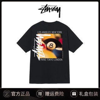 Stussy Stussy ของแท้ Street Wear SS22 No. เสื้อยืดแขนสั้น พิมพ์ลาย 8 Ball Series BiIIards สําหรับผู้ชาย