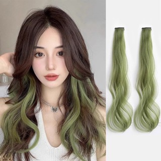 แผ่นต่อขยายวิกผมหยิก สังเคราะห์ สีชมพู สีฟ้า 1 คลิป