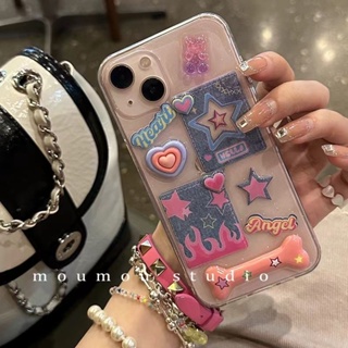 เคสโทรศัพท์มือถือ ผ้ายีน กันกระแทก ลายฉลากผีเสื้อ สไตล์เกาหลี สําหรับ Apple Iphone 14promax 13 11 14pro 13pro 14