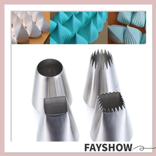 Fay 4 ชิ้น ไอซิ่ง ท่อหัวฉีด DIY ขนม เคล็ดลับ สเตนเลส อุปกรณ์ครัว แม่พิมพ์อบ