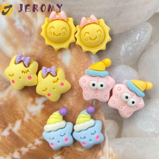 Jeromy สติกเกอร์เรซิ่น ลายการ์ตูนปลา ดวงอาทิตย์ ดาว 3D แฮนด์เมด หลากสี สําหรับติดตกแต่งแก้วน้ํา 10 ชิ้น