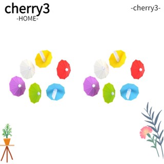 CHERRY3 มาร์กเกอร์ติดร่ม ซิลิโคน ขนาดเล็ก 6 สี สําหรับตกแต่งแก้วไวน์ 12 ชิ้น