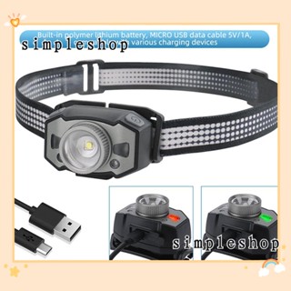 Simple ไฟหน้า LED ทํางานกลางแจ้ง ไฟวิ่ง ตั้งแคมป์ หัวไฟฉายชาร์จ แข็งแรง