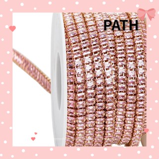 PATH โซ่ปิด ประดับเพทาย คริสตัล พลอยเทียม สีชมพู สําหรับตกแต่ง DIY