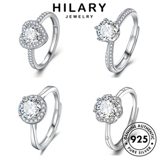 HILARY JEWELRY แฟชั่น เครื่องประดับ แท้ ต้นฉบับ Silver แหวน 925 มอยส์ซาไนท์ไดมอนด์ เกาหลี เครื่องประดับ ผู้หญิง เรียบง่าย เงิน M065