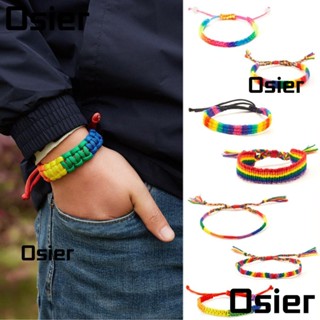 Osier1 LGBT สร้อยข้อมือเชือก สีรุ้ง ปรับได้ สไตล์ใหม่ คู่รัก มิตรภาพ