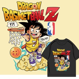 เสื้อยืดแขนสั้น Dragon Ball Wukong Lakers No. 7 ผ้าฝ้ายอะนิเมะเสื้อยืดผู้ชายแขนสั้น