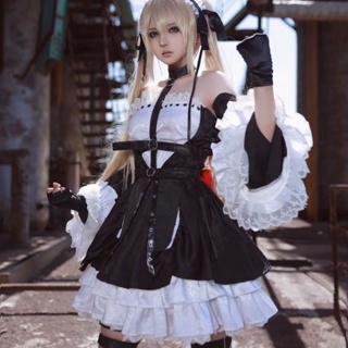 ชุดเครื่องแต่งกายคอสเพลย์ ชุดเดรสโลลิต้า ผ้าแถบลูกไม้ ลาย Azur Lane Marie Rose น่ารัก