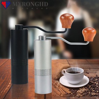 Myronghd เครื่องบดกาแฟเอสเพรสโซ่ ด้ามจับไม้ สเตนเลส