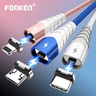 Fonken สายชาร์จแม่เหล็ก 2Pin Micro USB Type C IOS 2.4A