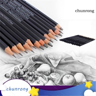 Chunrong ชุดดินสอสเก็ตช์ภาพ 6H-12B แบบพกพา สําหรับวาดภาพระบายสี 14 ชิ้น