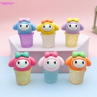 SANRIO Nfph&gt; ใหม่ ของตกแต่ง รูปไอศกรีมซานริโอ้ เรืองแสง Diy สําหรับโทรศัพท์มือถือ เครื่องประดับ 10 ชิ้น