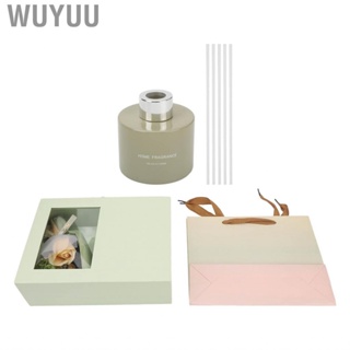 Wuyuu Oil Reed Diffuser  Flower Home Fragrance Transparent Box Green for Bathroom Girl