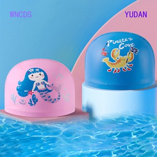 Yudan หมวกว่ายน้ําเด็ก การ์ตูน PU กันน้ํา ป้องกันหู หมวกว่ายน้ํานักเรียน